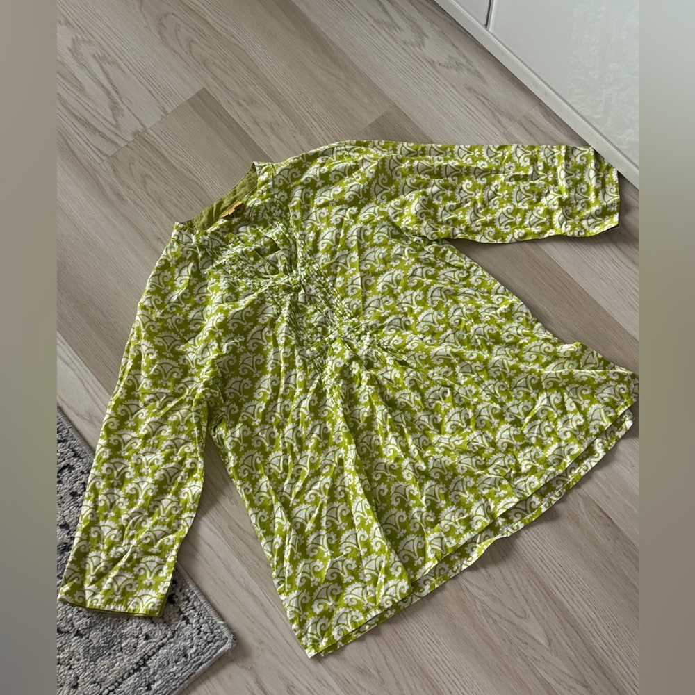 Roberta Roller Rabbit Patterned Pleated Tunic Lim… - image 1